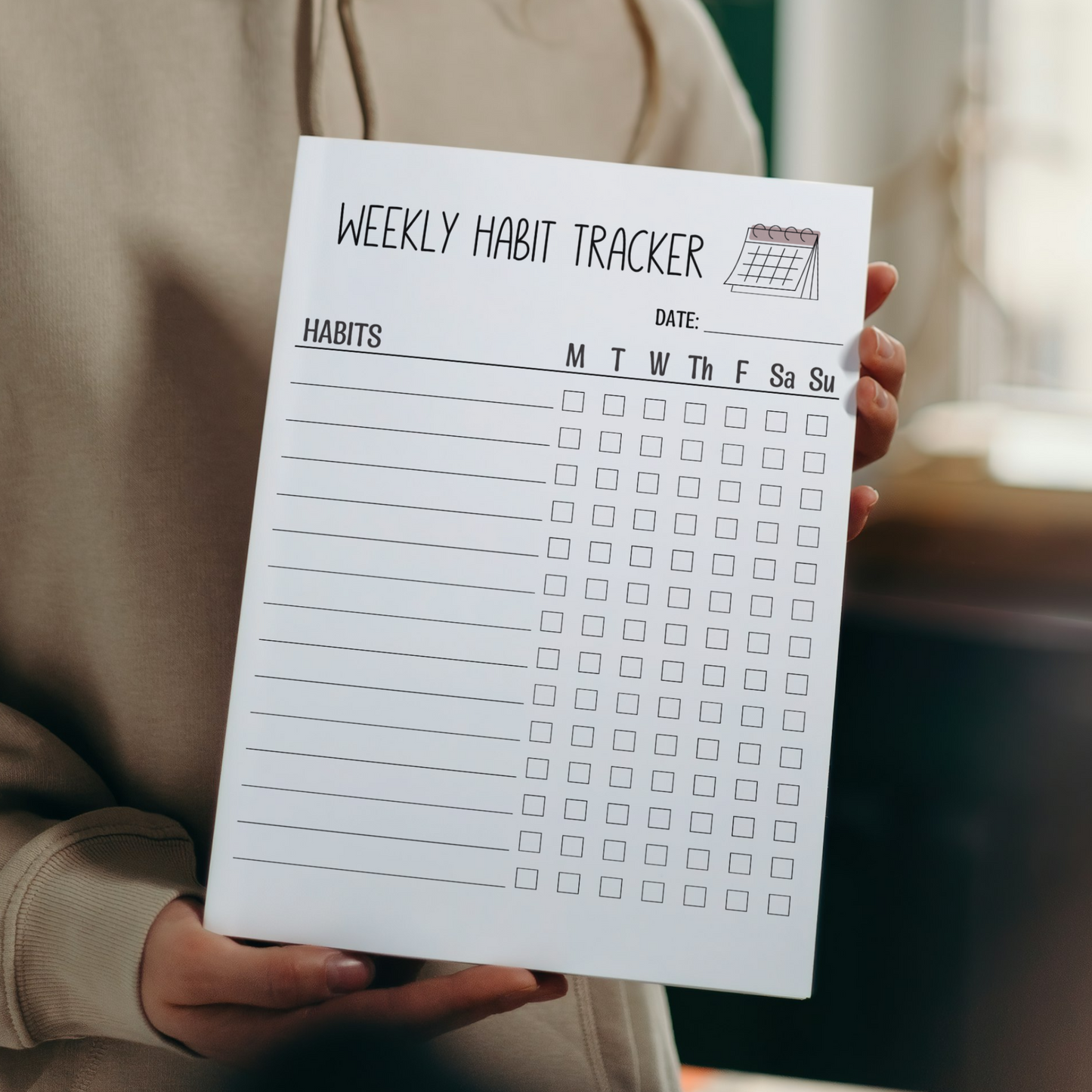 Habit Tracker Printable, Editable Monthly Weekly Daily Goal Planner Template