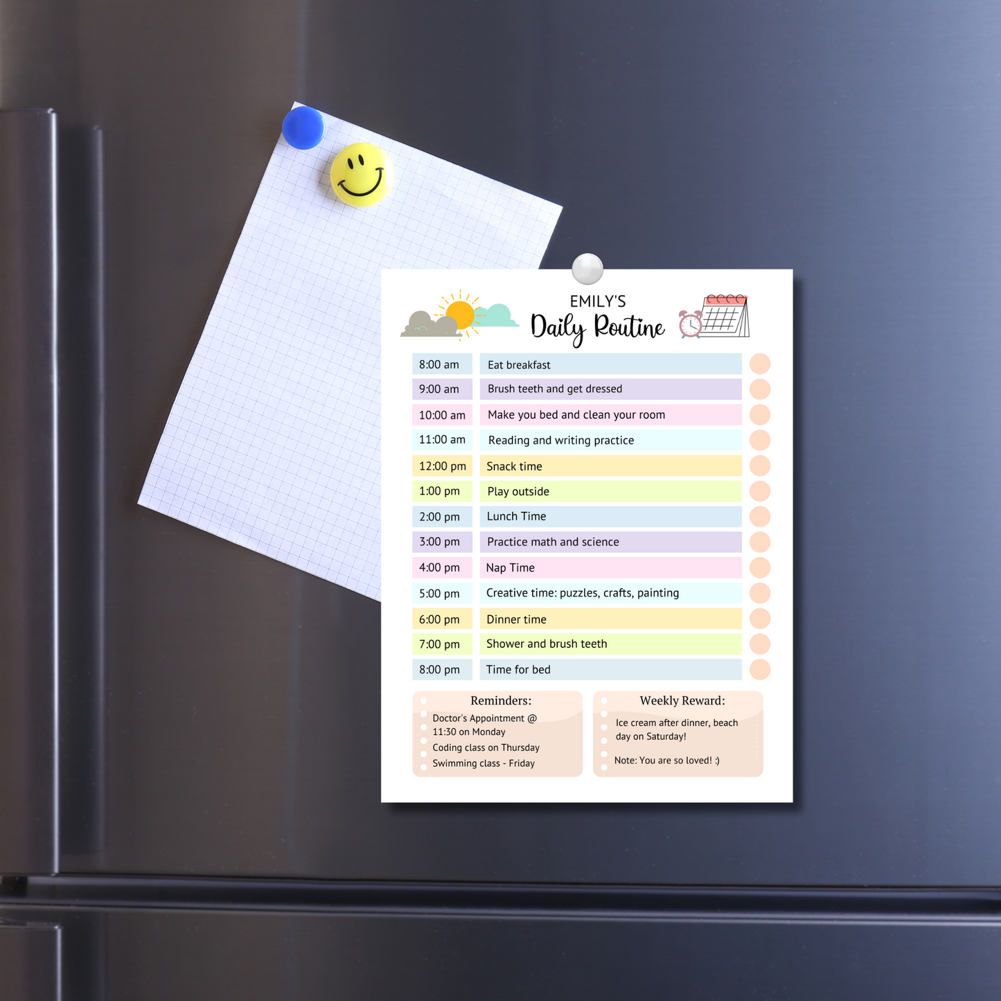 Editable Kids Daily Routine, Printable Chore Chart, Daily Schedule Template