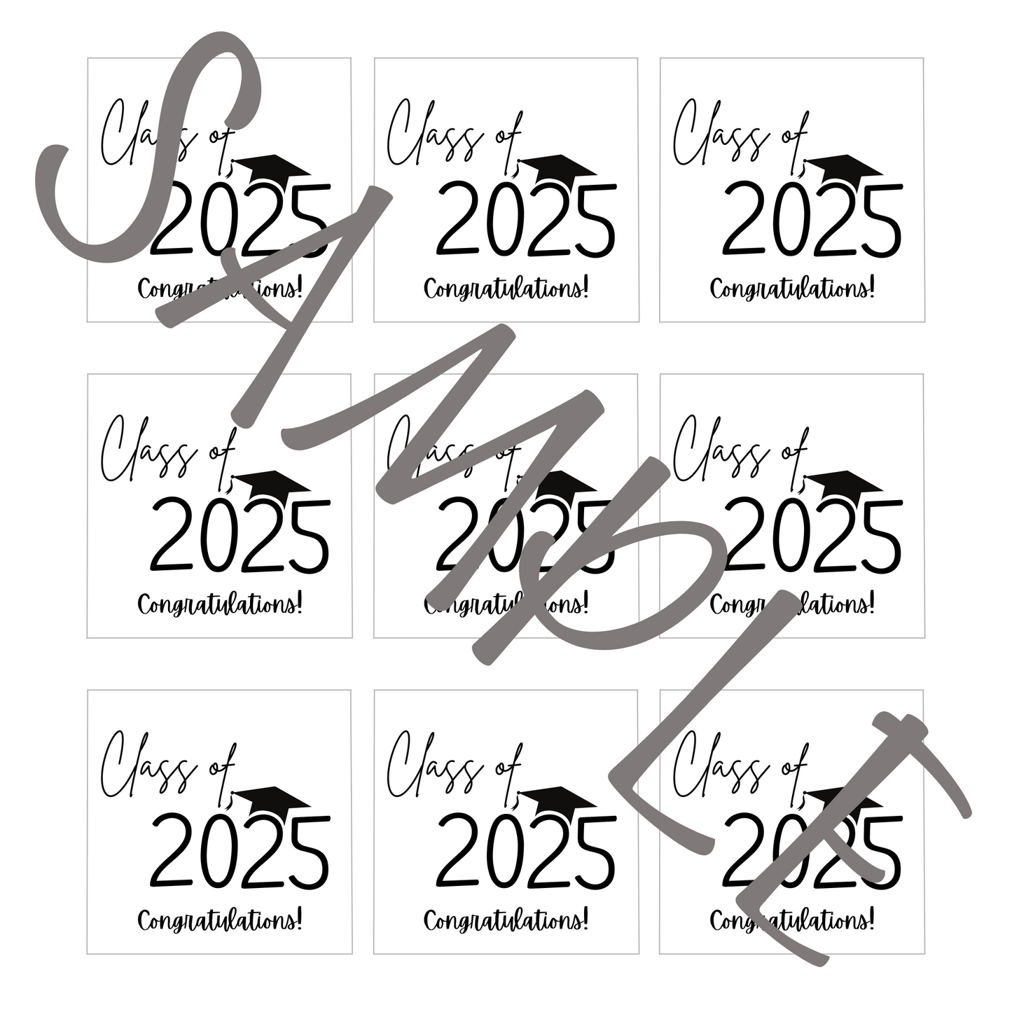 Class of 2025 Graduation Square Gift Tag Simple Modern Minimalist Printable