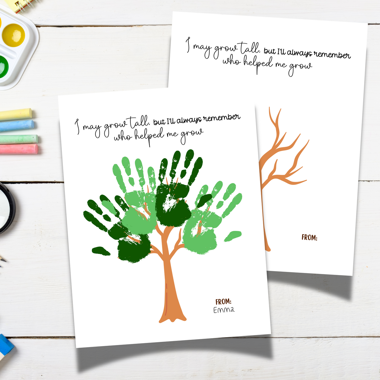 Teacher Appreciation Handprint Craft Kids Printable, DIY End of Year Gift Keepsake Tree Art for Pre-K Kindergarten Preschool End Of School