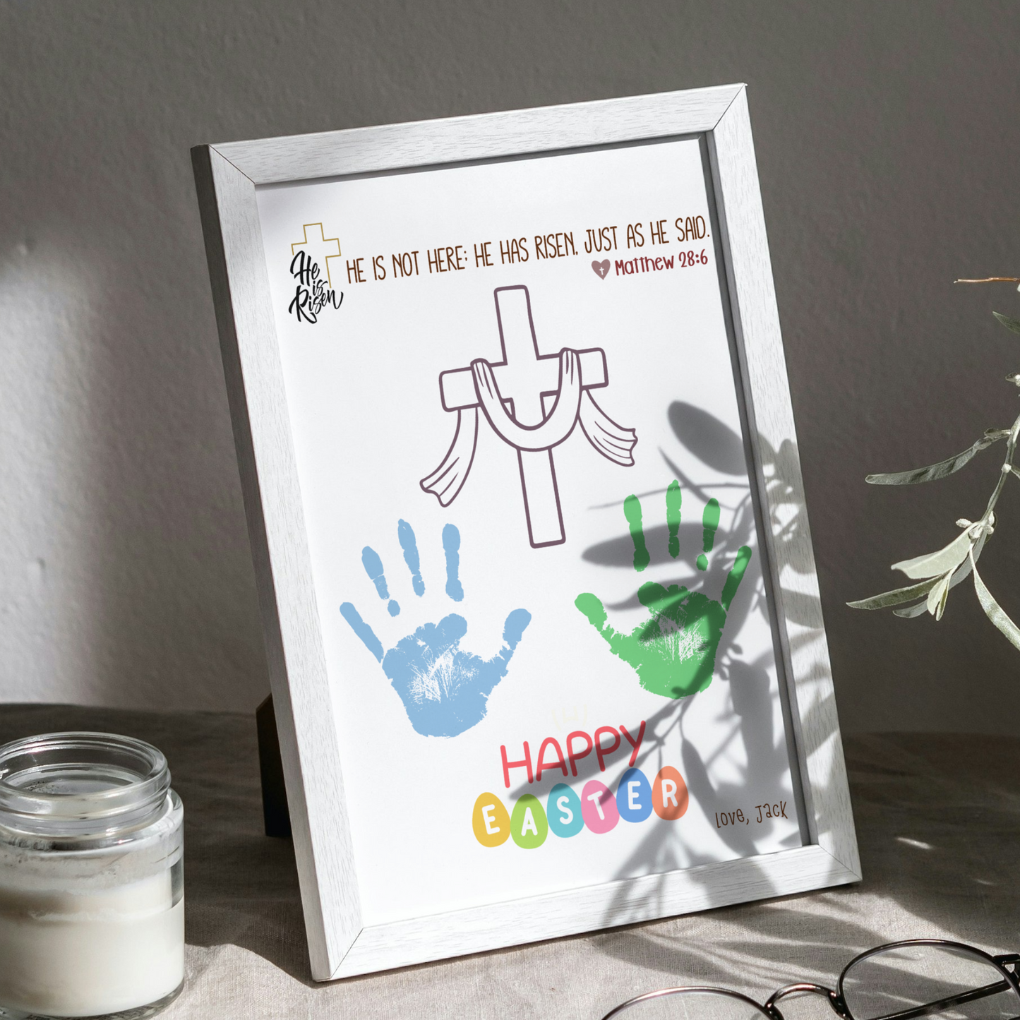 Christian Easter Handprint Craft Printable, DIY Religious Art Kids Sunday School Church Preschool Activity Bible Lesson