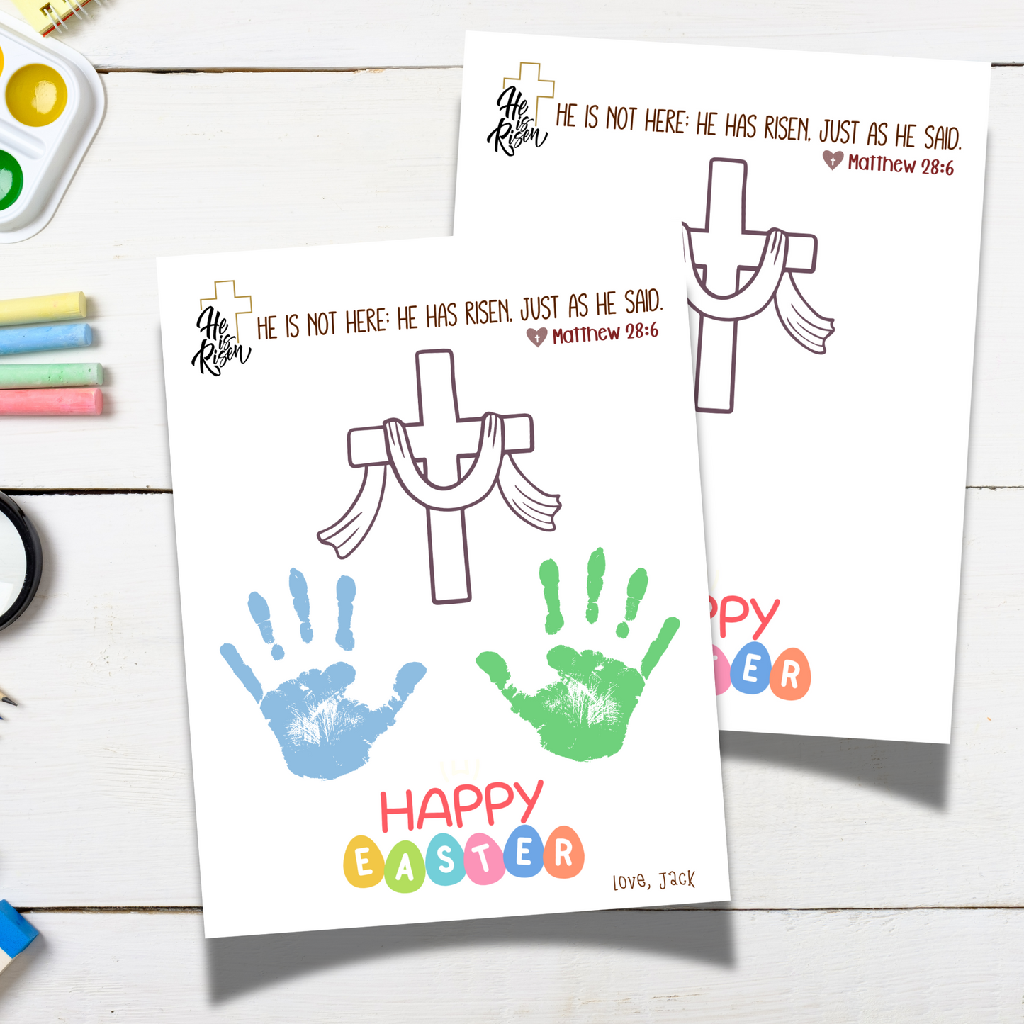 Christian Easter Handprint Craft Printable, DIY Religious Art Kids Sunday School Church Preschool Activity Bible Lesson