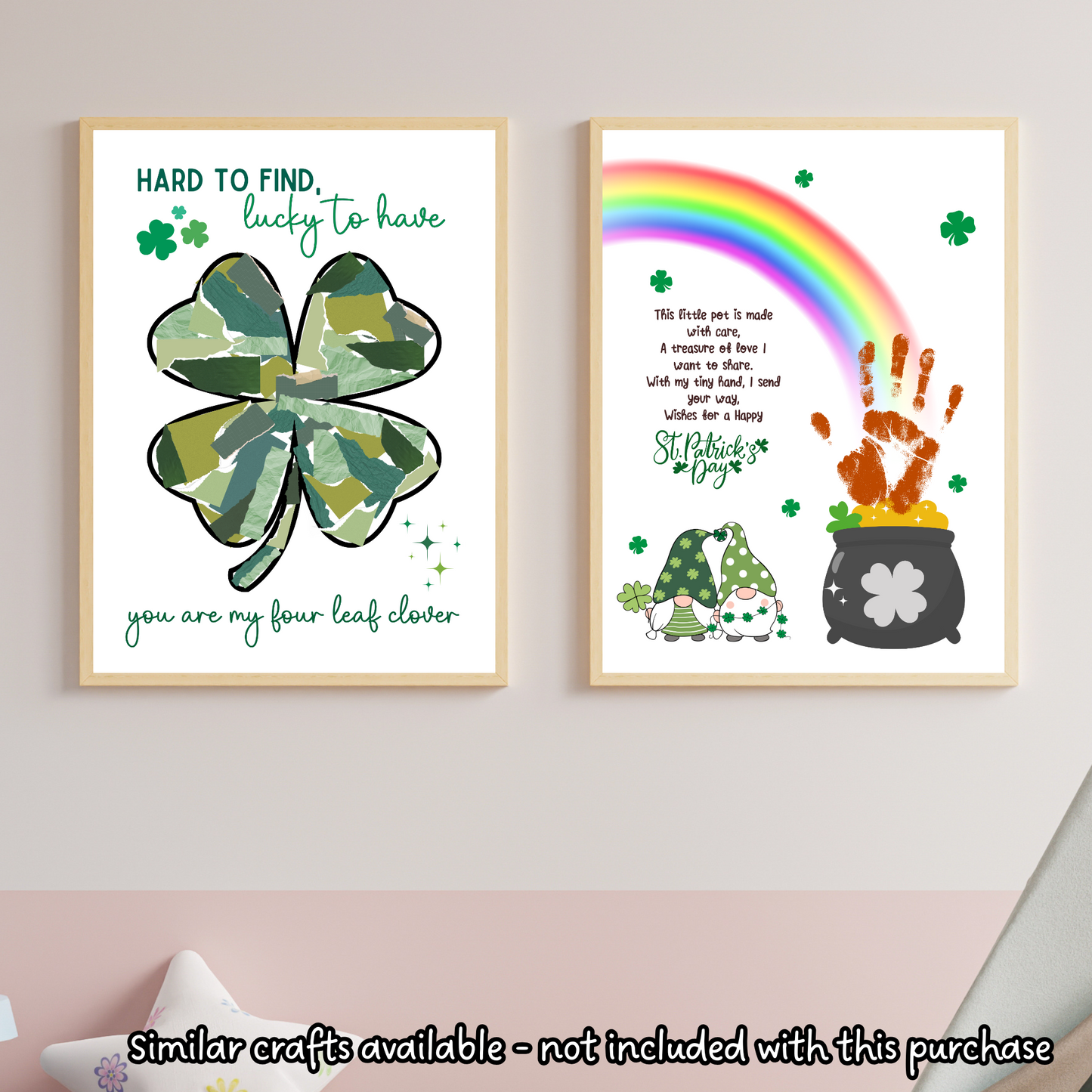 St Patricks Day Retro Clover Footprint Craft Printable Shamrock Art for Kids Baby Toddler