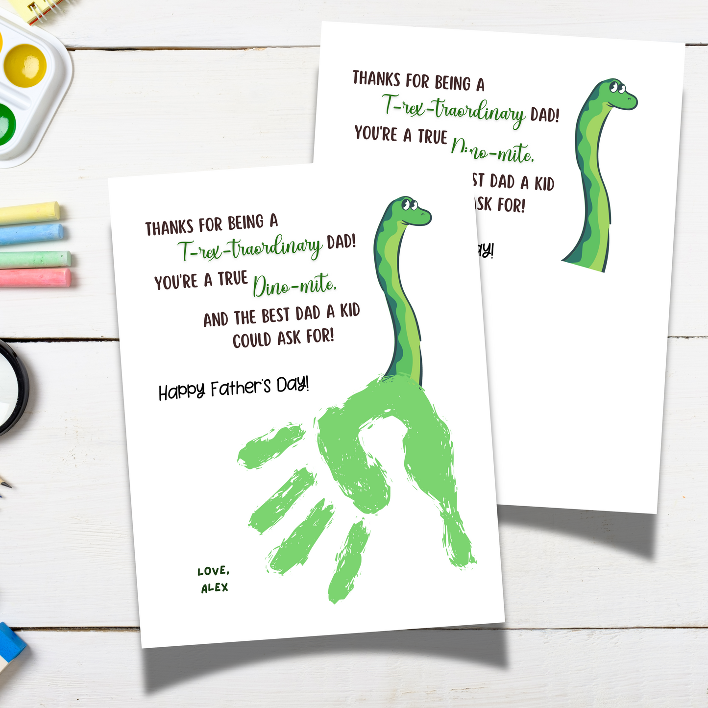 Fathers Day Handprint Craft for Kids Printable, DIY Dad Card Dino Art Activity Personalized Birthday Gift from Baby Toddler Preschool Daycare