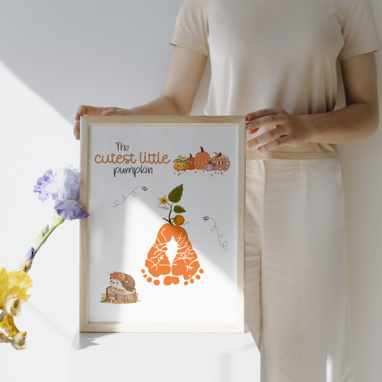 Pumpkin Footprint Craft Printable, Fall Autumn Activity DIY Art for Kids