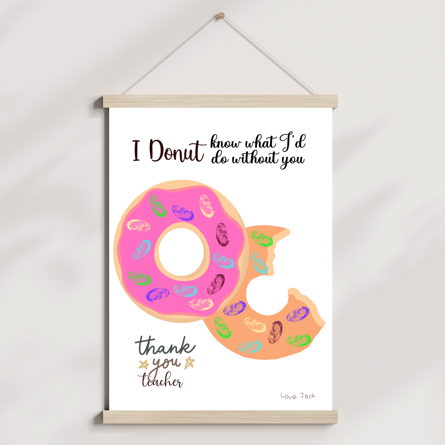 Teacher Appreciation Fingeprint Craft Kids Printable, DIY End of Year Gift Keepsake Hand Art for Pre-K Kindergarten Preschool End Of School (Copy)