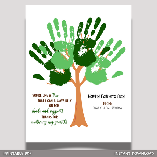 Fathers Day Handprint Craft for Kids Printable, DIY Dad Tree Art from Baby Toddler