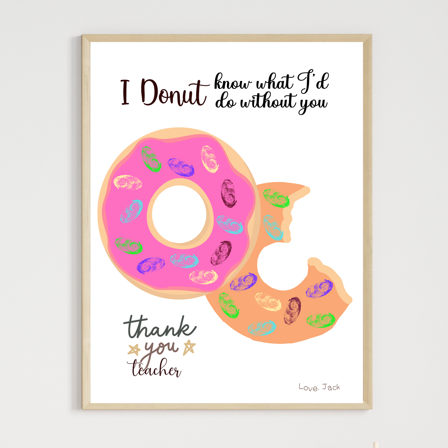 Teacher Appreciation Fingeprint Craft Kids Printable, DIY End of Year Gift Keepsake Hand Art for Pre-K Kindergarten Preschool End Of School (Copy)