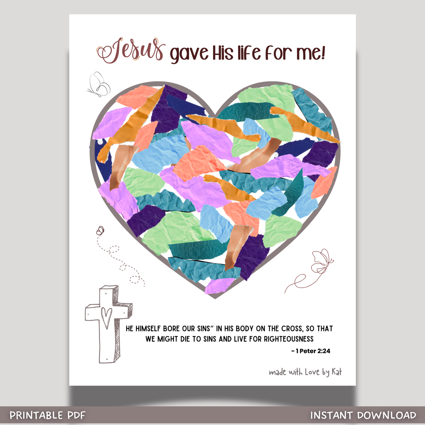 Easter Paper Craft Printable, DIY Christian Art for Kids Sunday School Church Preschool Toddler Activity Bible Lesson