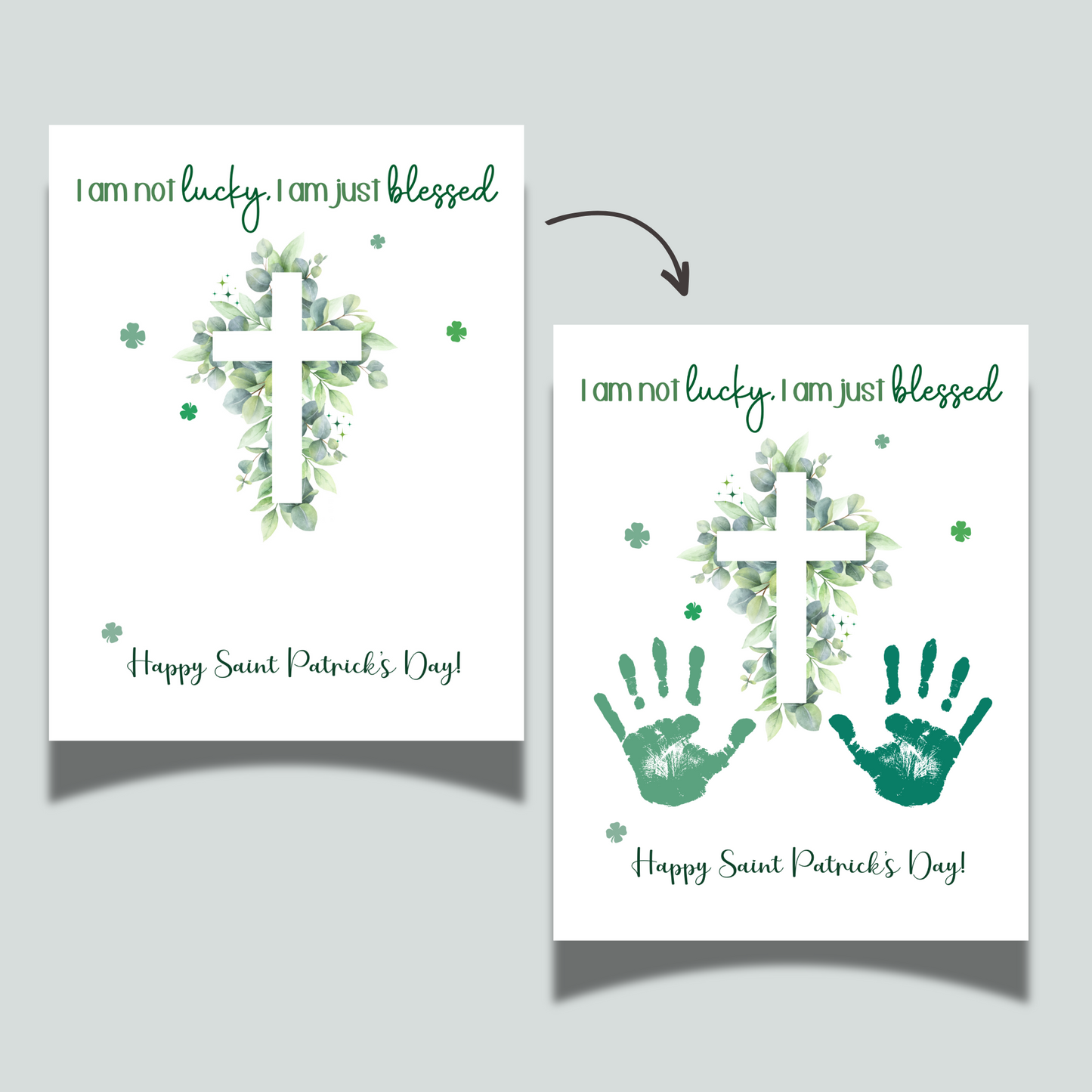 St. Patricks Day Christian Handprint Craft Printable, DIY Bible Art for Sunday School Kids Baby Toddler Activity