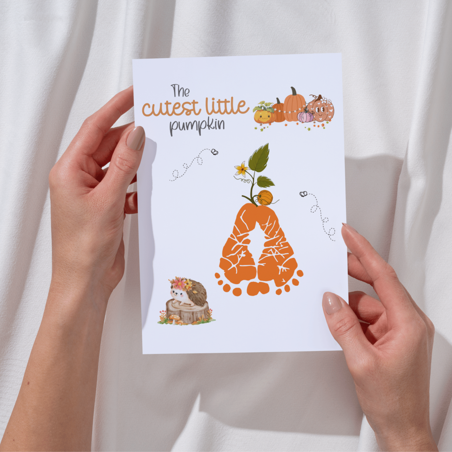 Pumpkin Footprint Craft Printable, Fall Autumn Activity DIY Art for Kids