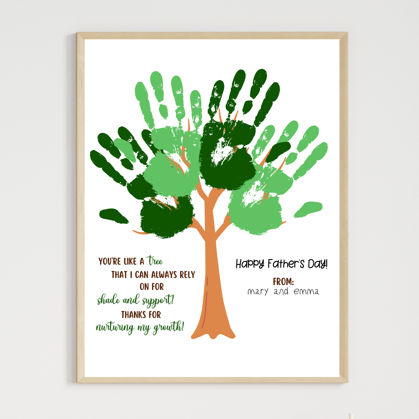Fathers Day Handprint Craft for Kids Printable, DIY Dad Card Tree Art Activity Personalized Birthday Gift from Baby Toddler Preschool Daycare