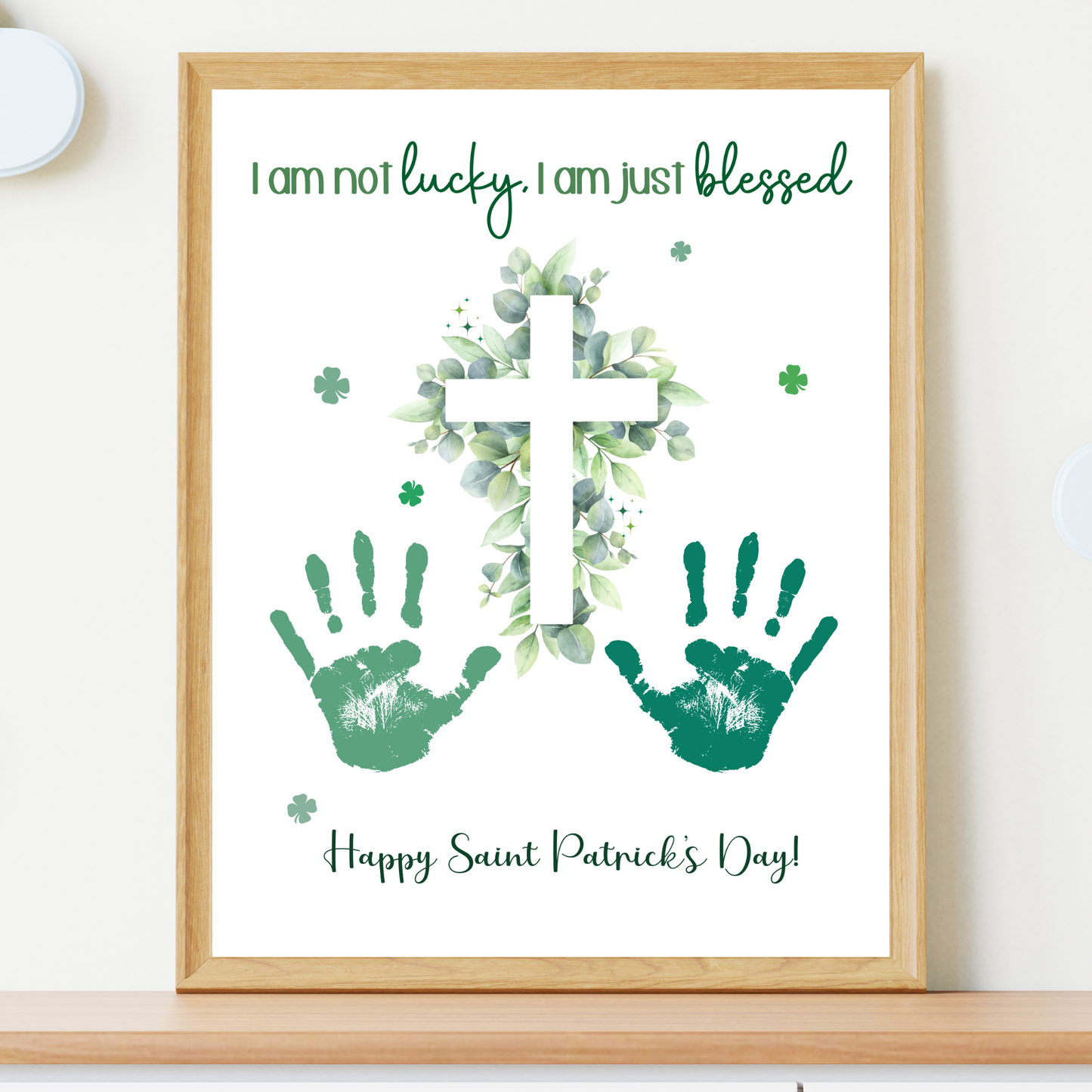 St. Patricks Day Christian Handprint Craft Printable, DIY Bible Art for Sunday School Kids Baby Toddler Activity