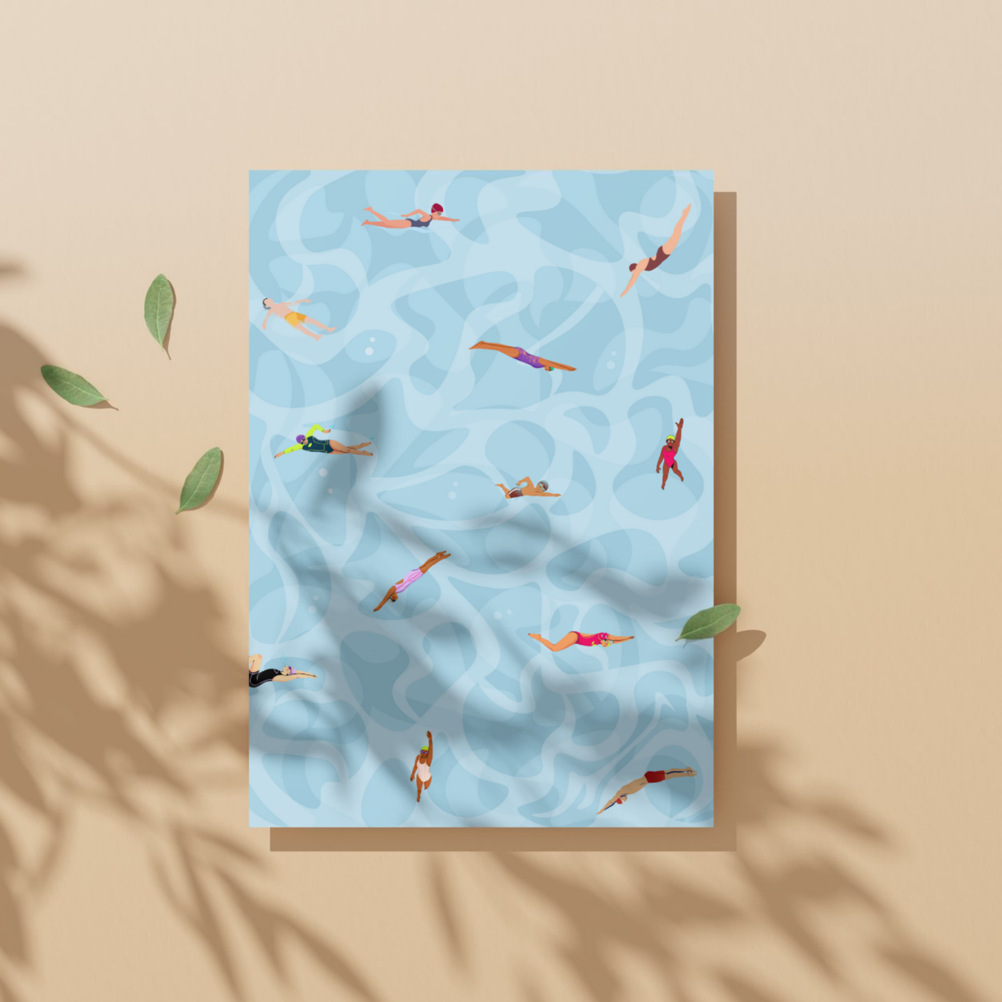Tiny People Swimming Print, Pool Printable Art Gift