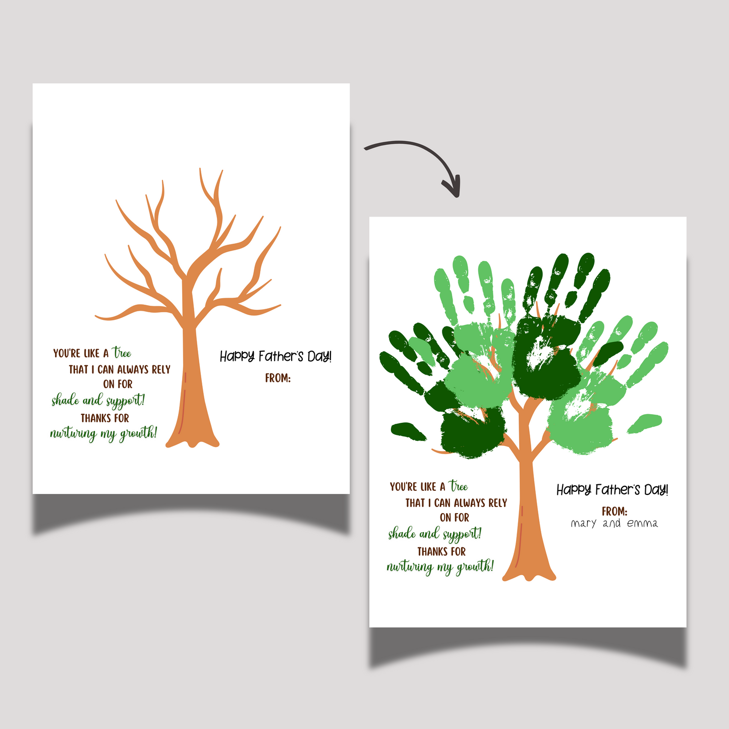 Fathers Day Handprint Craft for Kids Printable, DIY Dad Card Tree Art Activity Personalized Birthday Gift from Baby Toddler Preschool Daycare