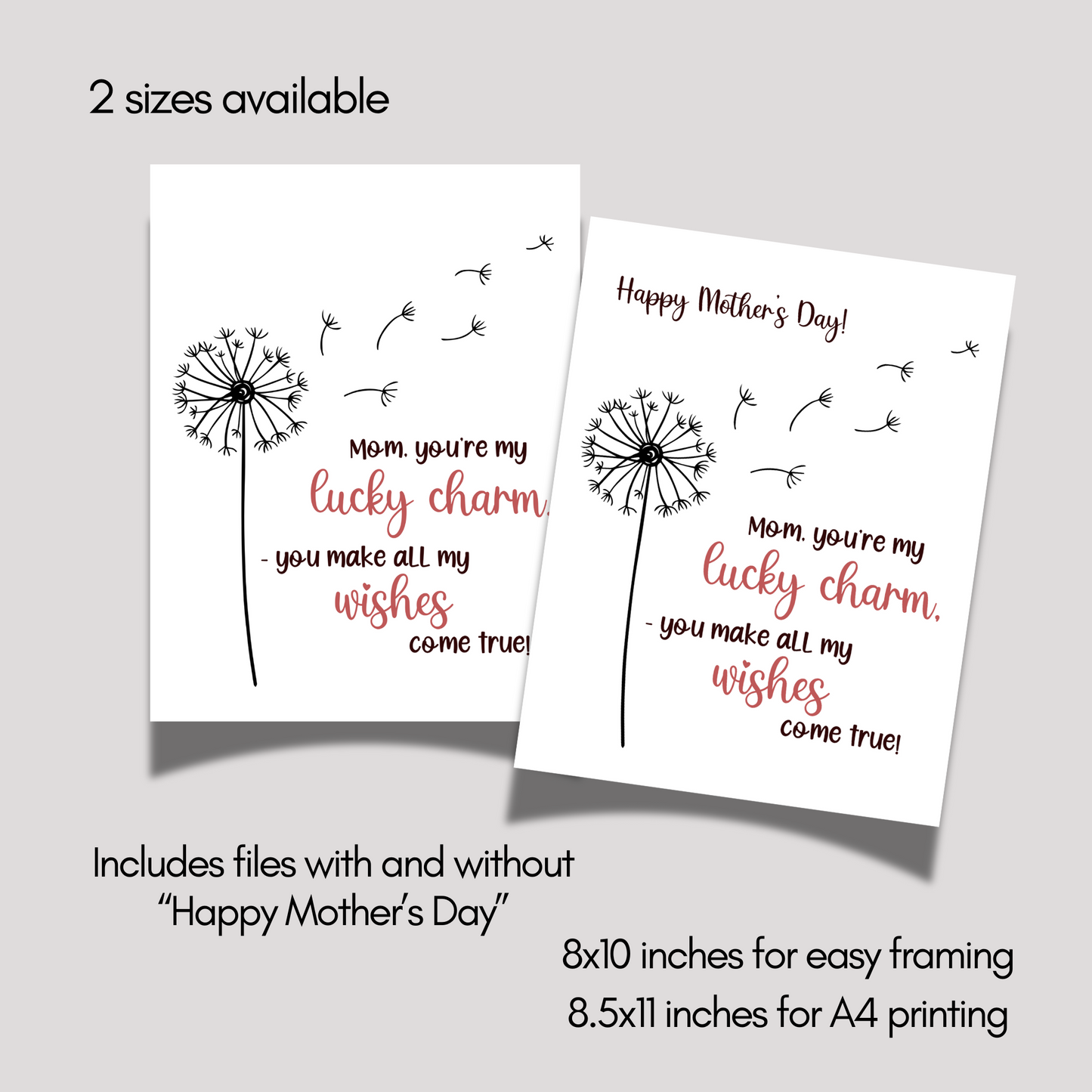 Mothers Day Fingerprint Craft for Kids Printable, Card Art Mom Birthday Gift