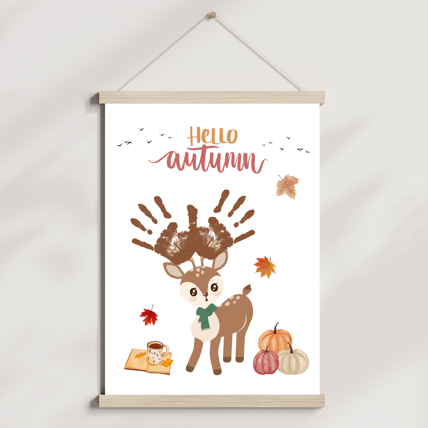 Fall Handprint Craft Printable, Autumn Activity DIY Deer Art for Kids