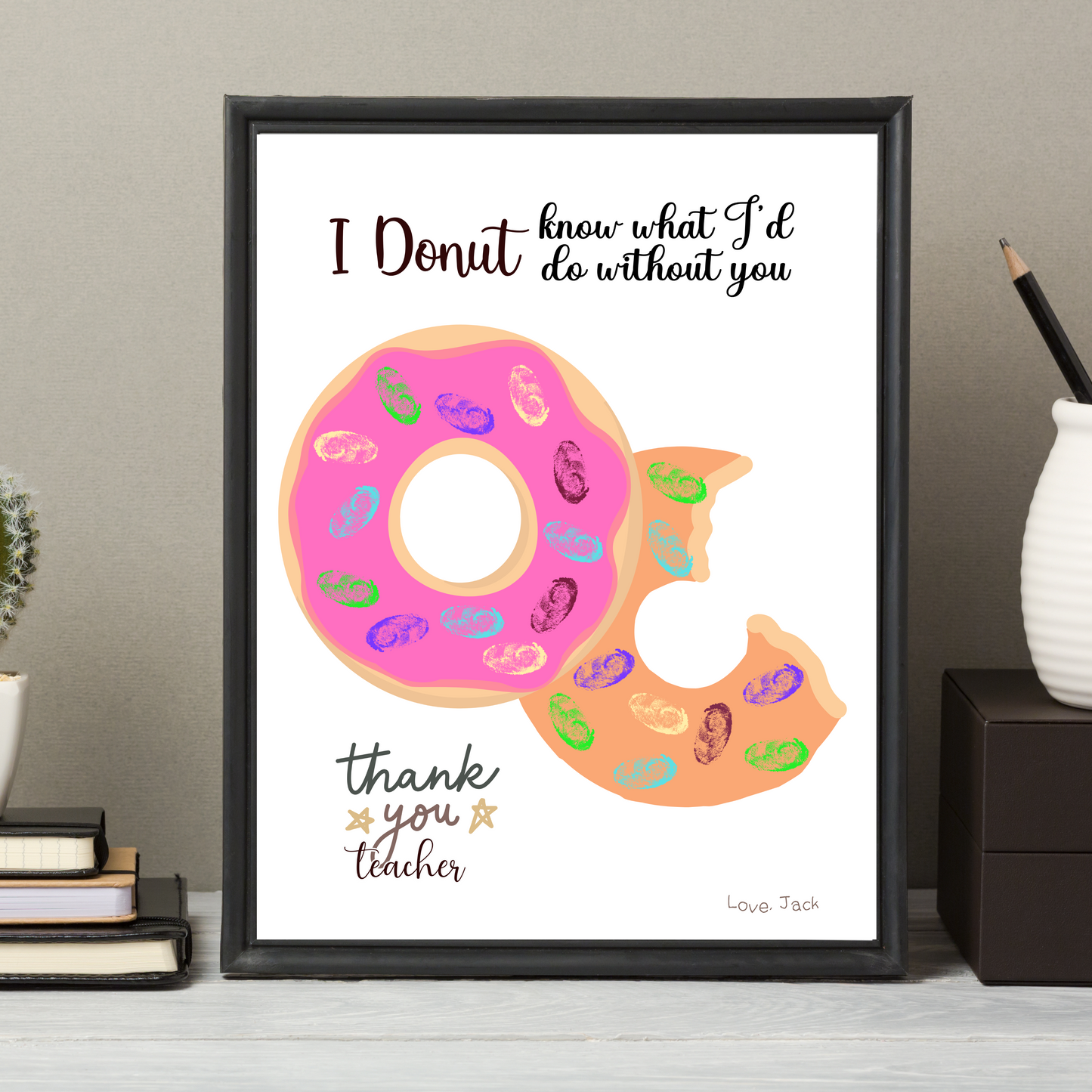 Teacher Appreciation Fingeprint Craft Kids Printable, DIY End of Year Gift Keepsake Hand Art for Pre-K Kindergarten Preschool End Of School (Copy)