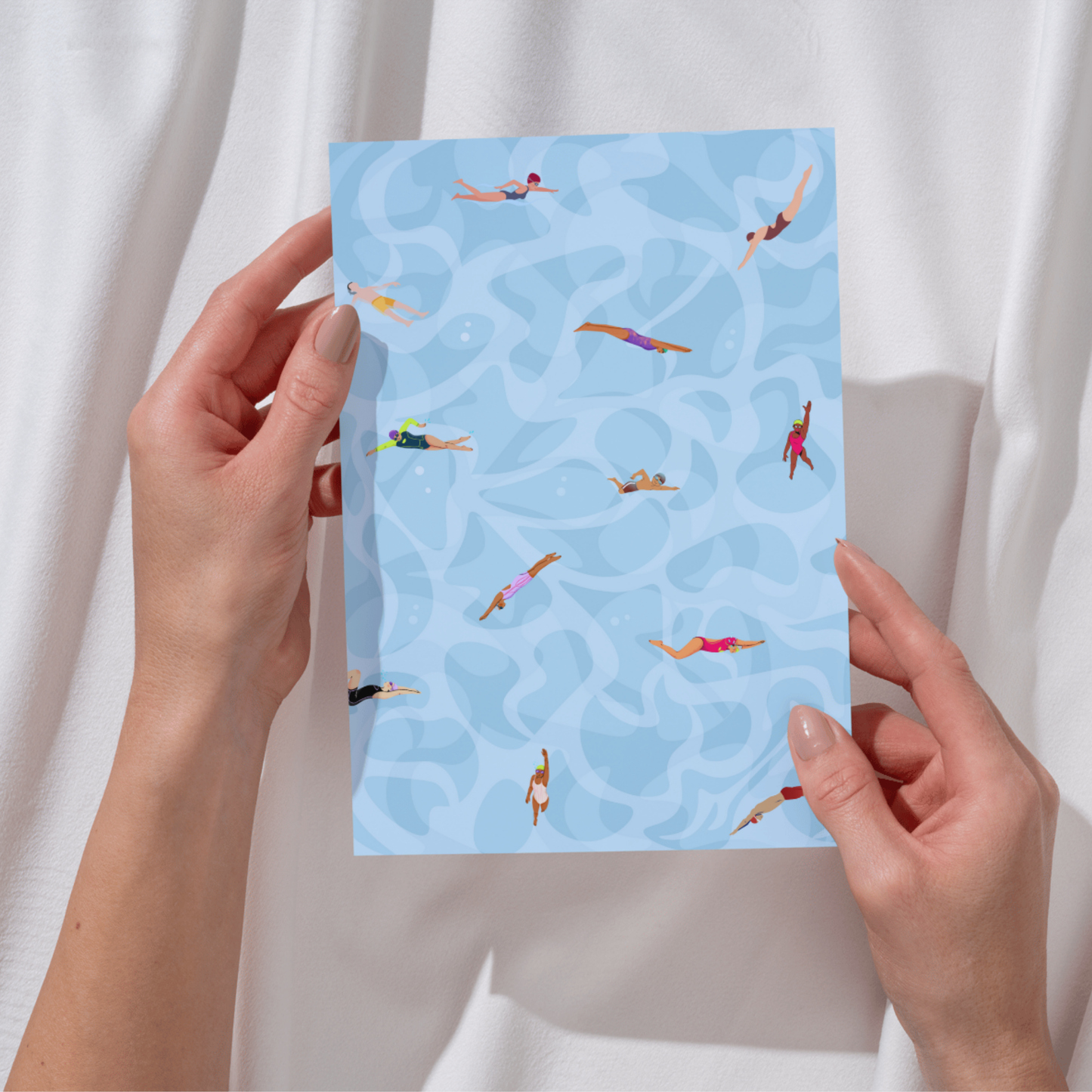 Tiny People Swimming Print, Pool Printable Art Gift