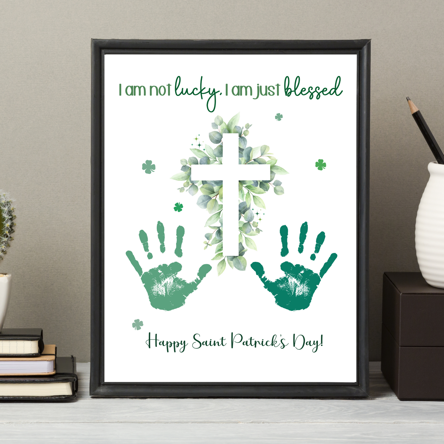 St. Patricks Day Christian Handprint Craft Printable, DIY Bible Art for Sunday School Kids Baby Toddler Activity