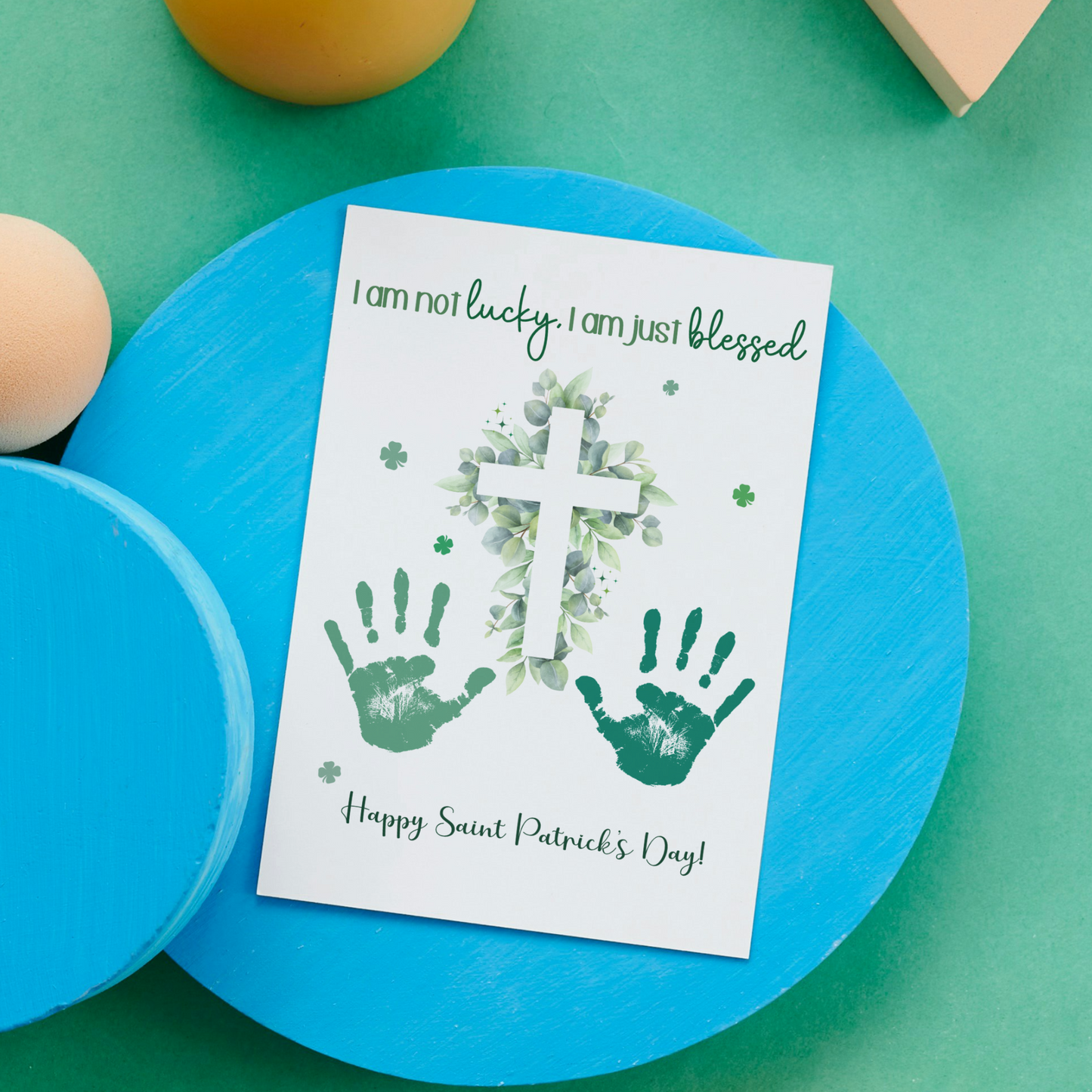 St. Patricks Day Christian Handprint Craft Printable, DIY Bible Art for Sunday School Kids Baby Toddler Activity
