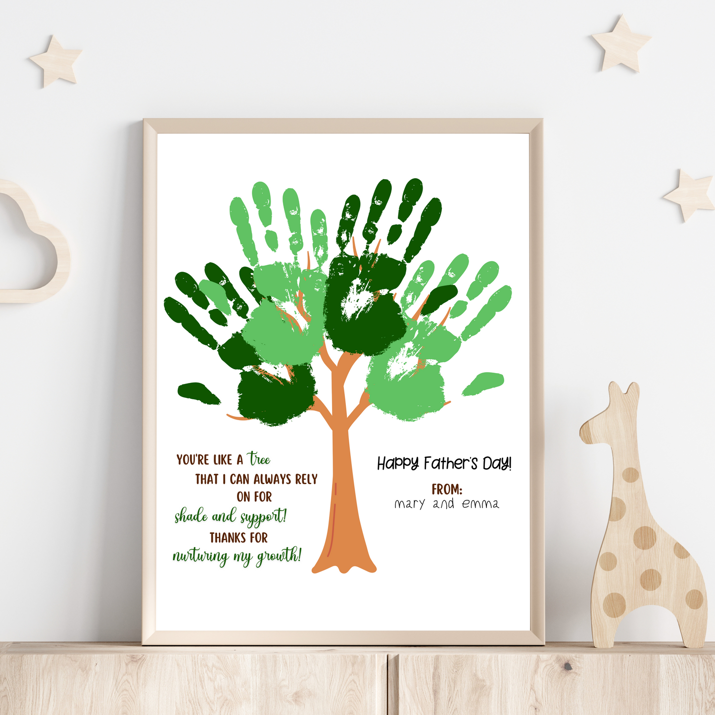 Fathers Day Handprint Craft for Kids Printable, DIY Dad Card Tree Art Activity Personalized Birthday Gift from Baby Toddler Preschool Daycare