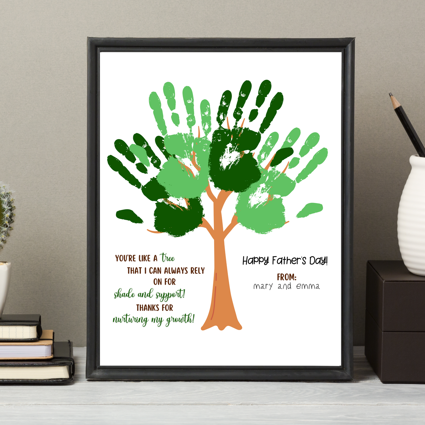 Fathers Day Handprint Craft for Kids Printable, DIY Dad Card Tree Art Activity Personalized Birthday Gift from Baby Toddler Preschool Daycare