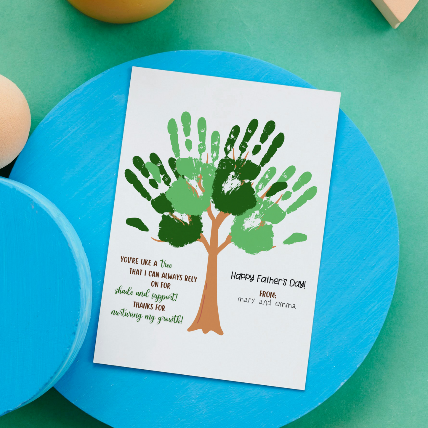 Fathers Day Handprint Craft for Kids Printable, DIY Dad Card Tree Art Activity Personalized Birthday Gift from Baby Toddler Preschool Daycare