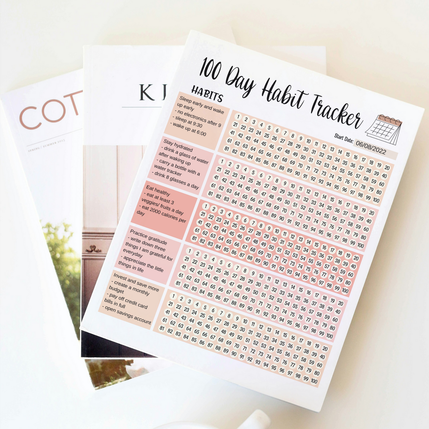 Habit Tracker Editable & Printable, Daily Habit Chart, Goal Planner Log