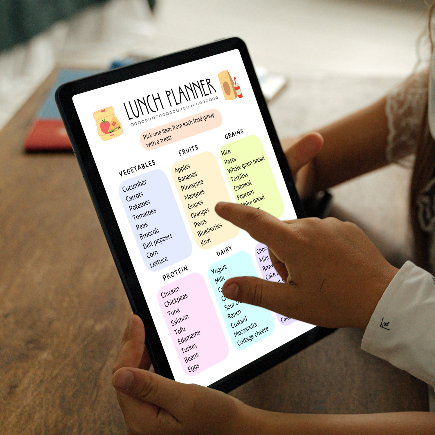 School Lunch Meal Planner Printable, Editable Lunch Menu Kids