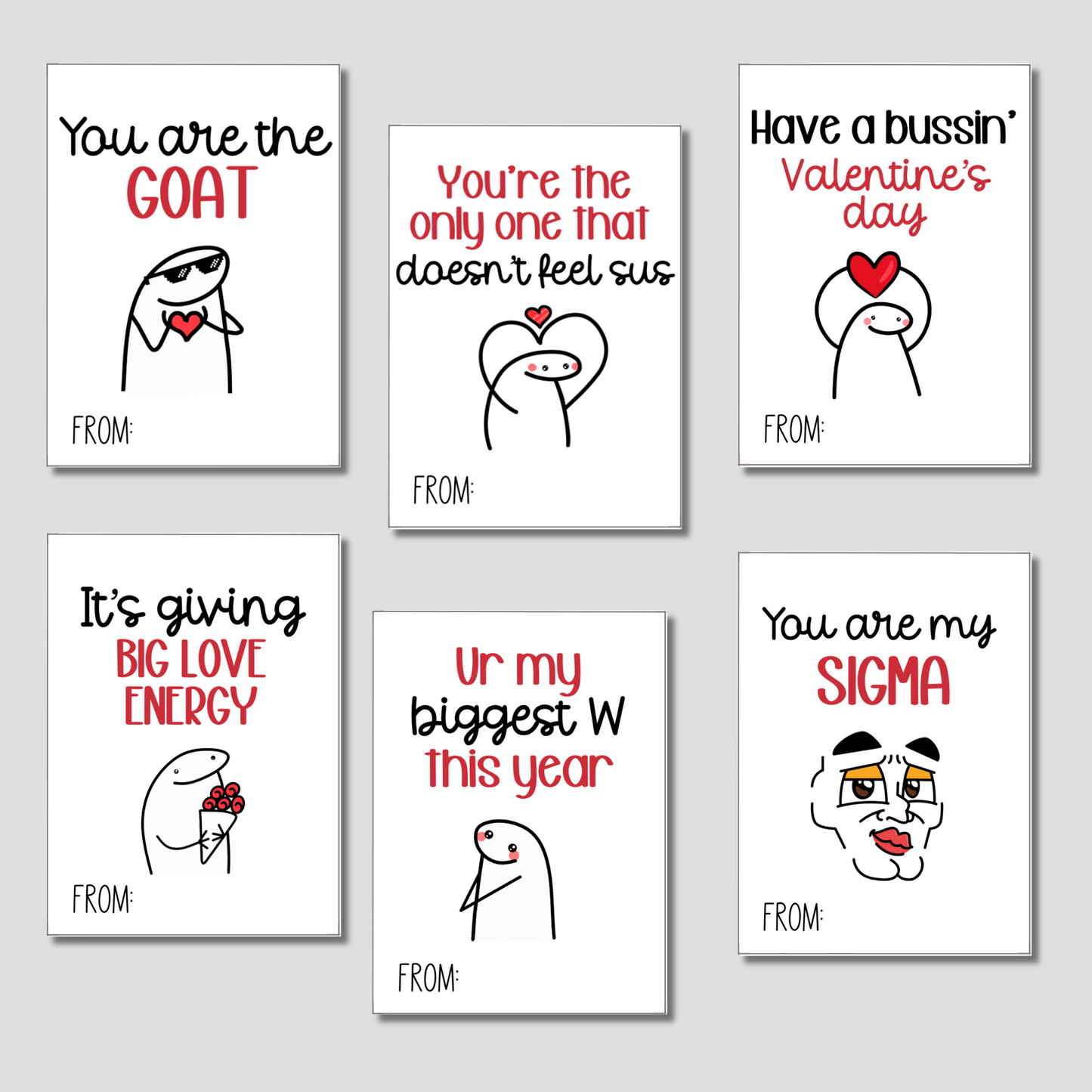 Slang Valentine's Day Cards Printable, Funny Classroom School Gifts