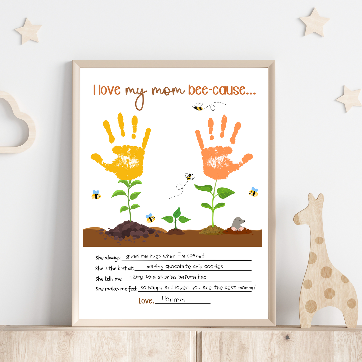 Mom Handprint Garden Craft for Kids Printable, Mothers Day DIY Hand Art Gift