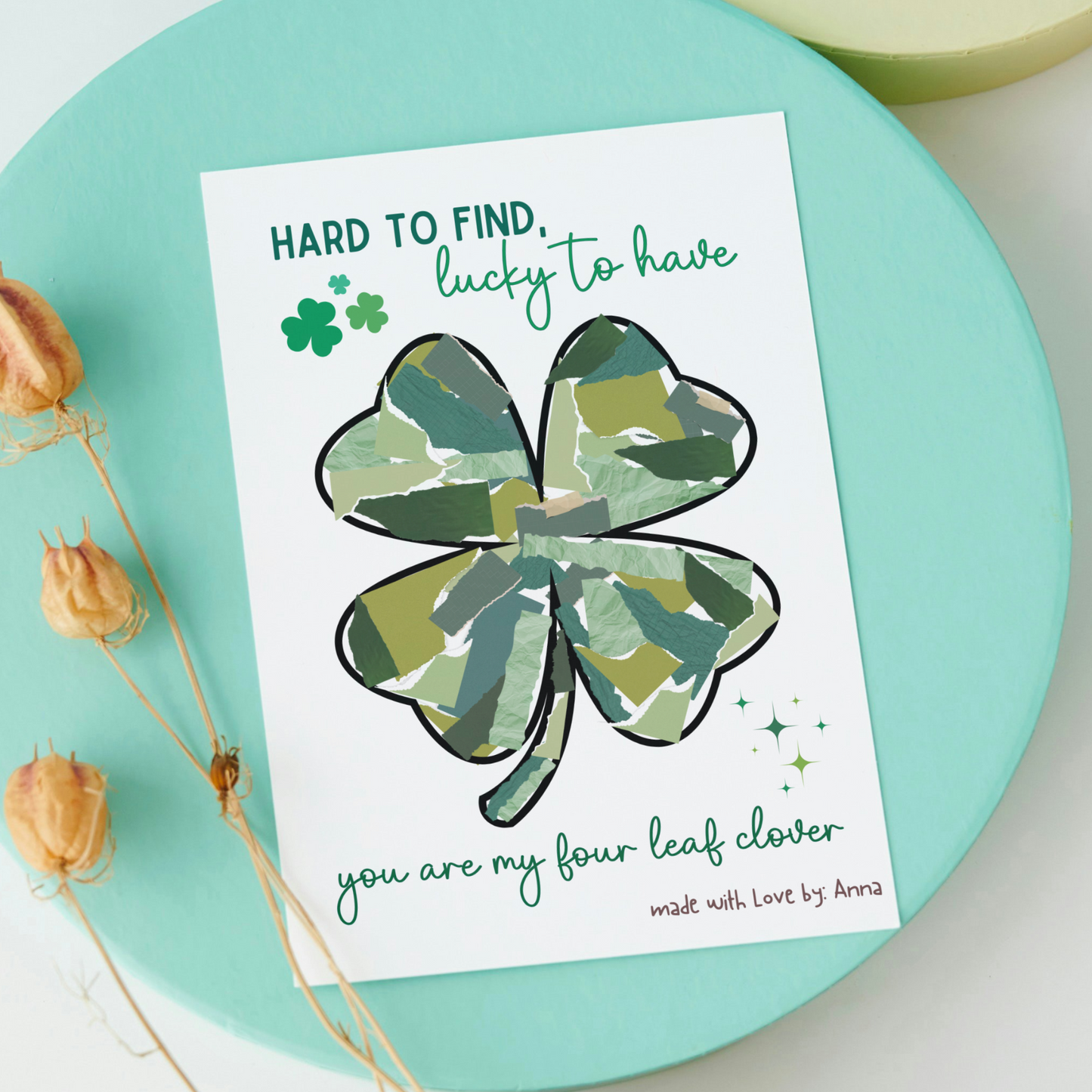 St Patricks Day Shamrock Craft Printable, DIY Clover Paper Art March Template for Kids Baby Toddler Child Nursery Activity Preschool Daycare