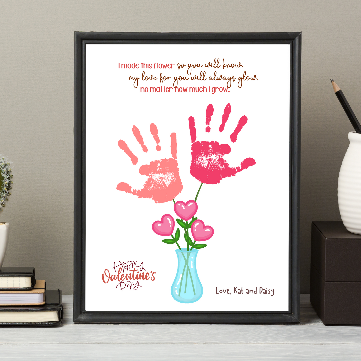 Valentine’s Day Handprint Craft Printable, Flower DIY Art Activity for Kids