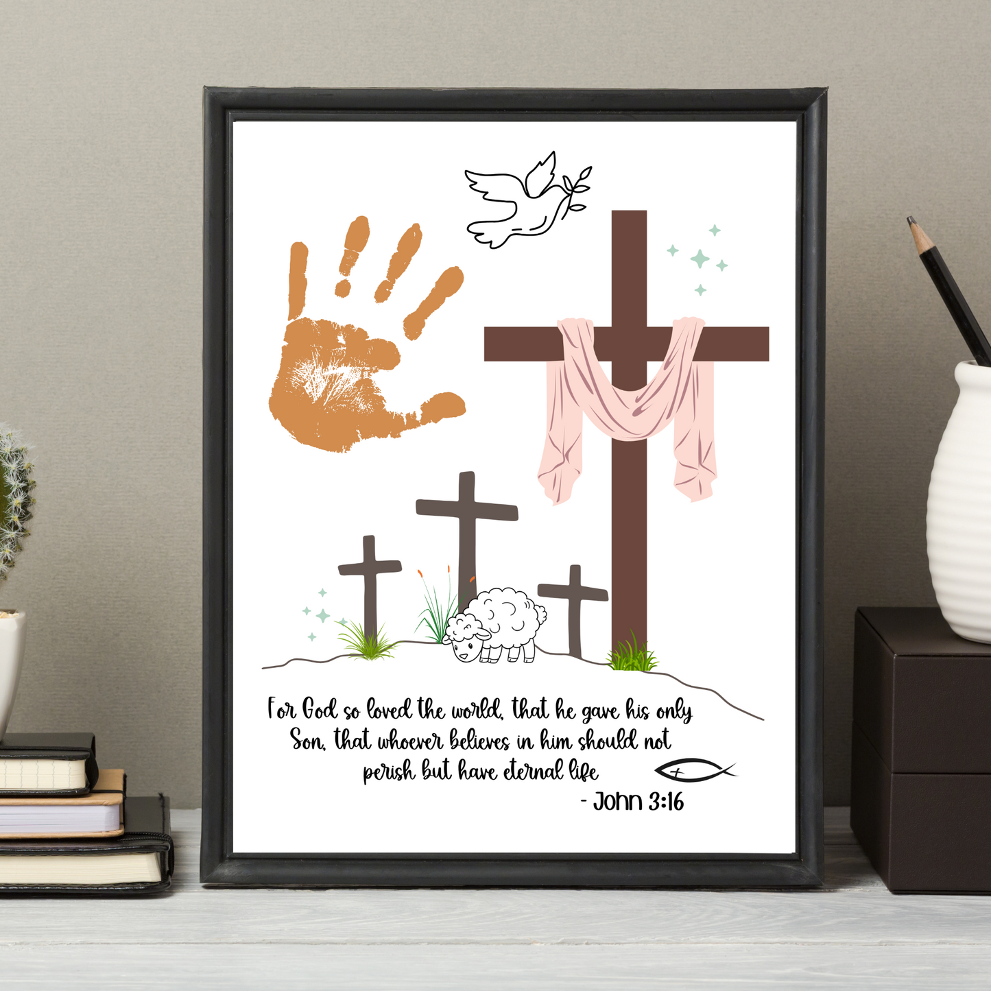 Christian Easter Handprint Craft Printable, Religious DIY Art for Kids Sunday School Activity