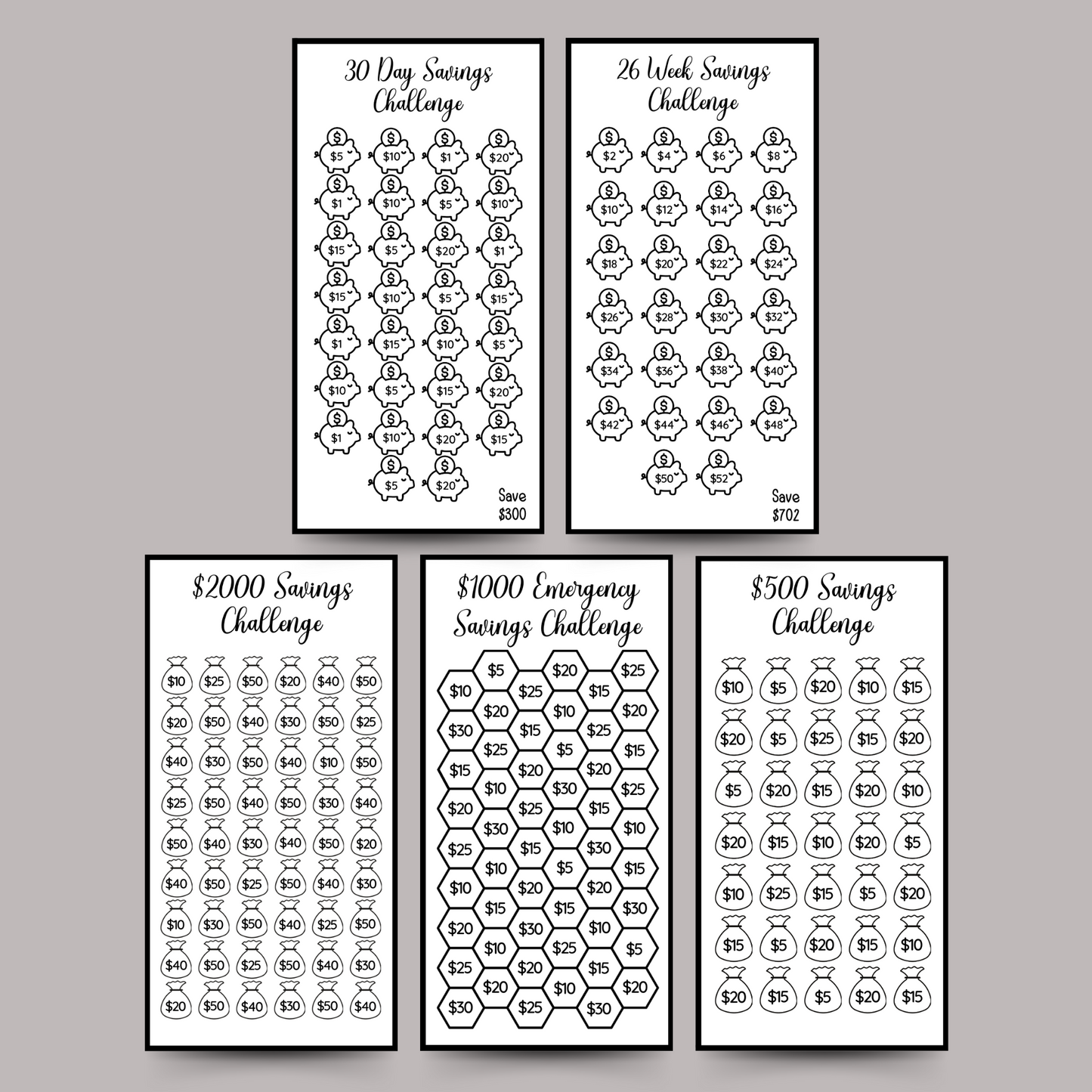 Savings Challenge Printable, A6 Budget Binder Money Challenge Cash Envelope Insert