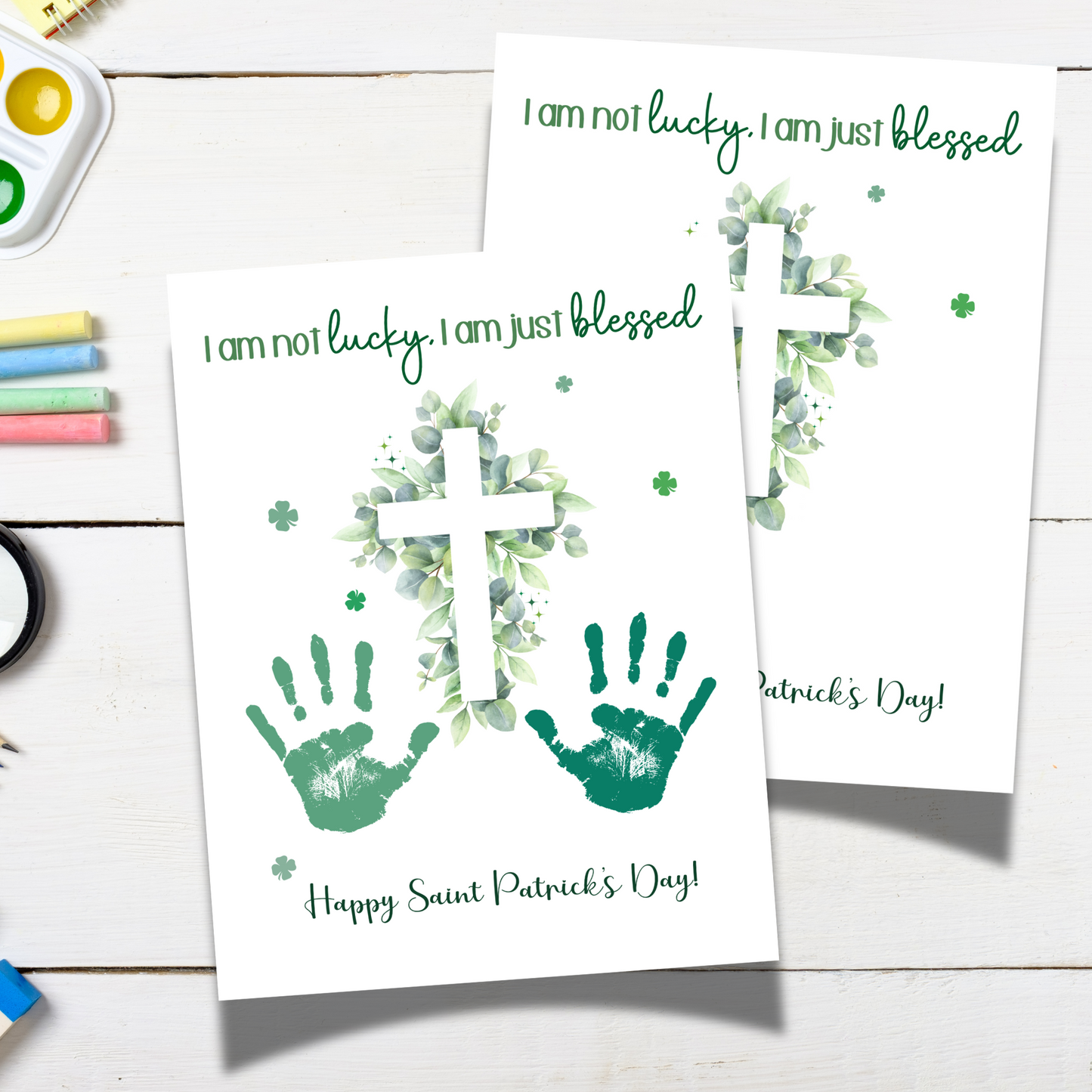St. Patricks Day Christian Handprint Craft Printable, DIY Bible Art for Sunday School Kids Baby Toddler Activity