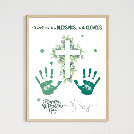 St. Patricks Day Christian Handprint Craft Printable, DIY Bible Art for Kids