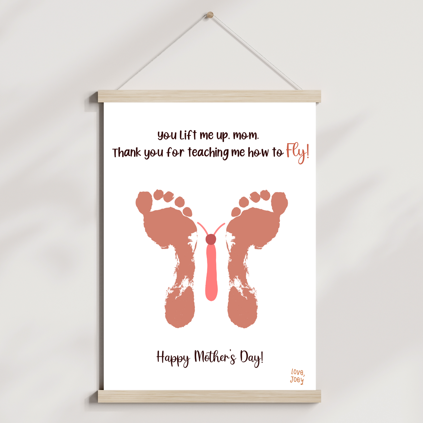 Mothers Day Footprint Butterfly Craft for Kids Printable, Card Art Mom Birthday Gift