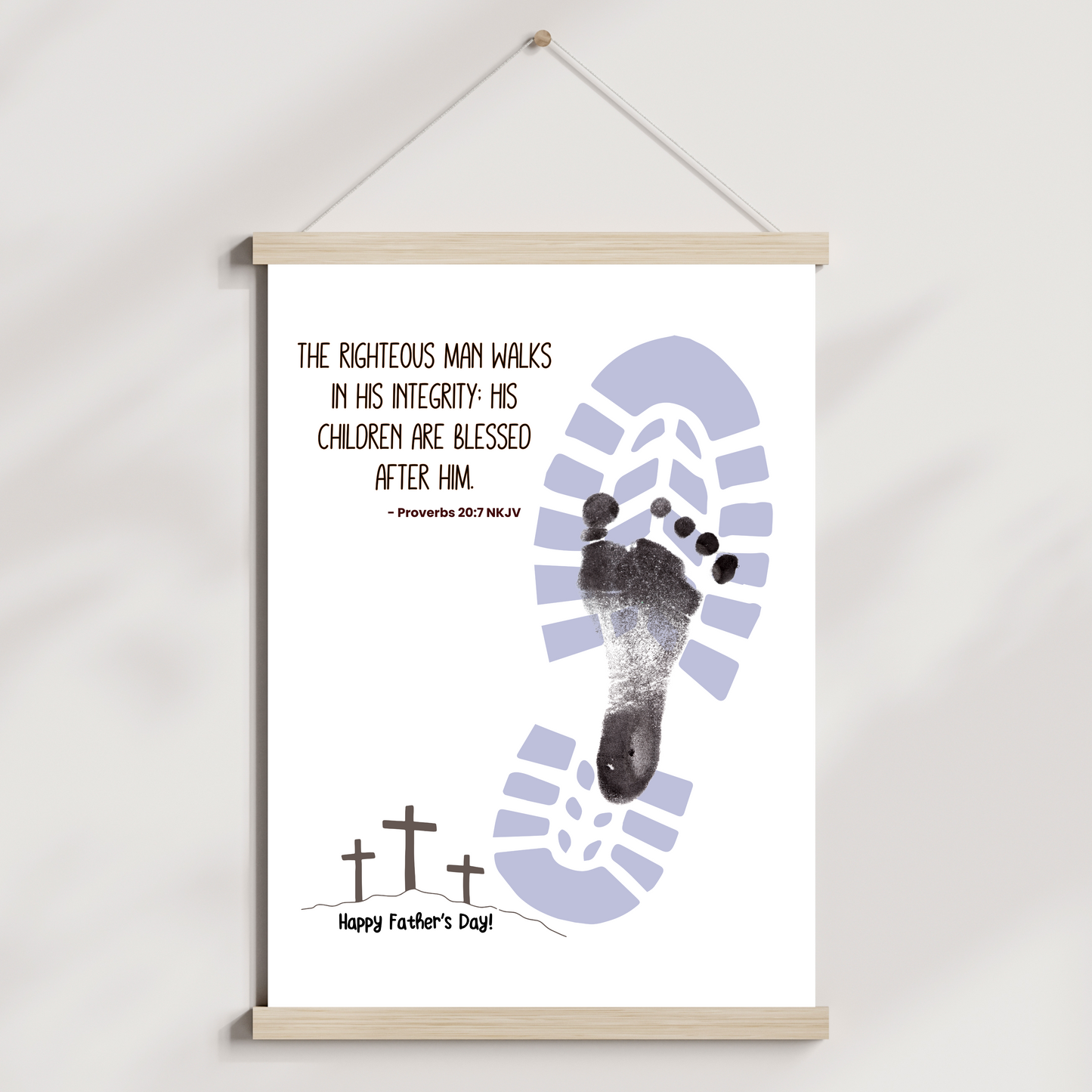Father's Day Bible Craft Kids Printable, DIY Footprint Card Scripture Art Sunday School Activity Gift for Dad Grandpa from Christian Toddler