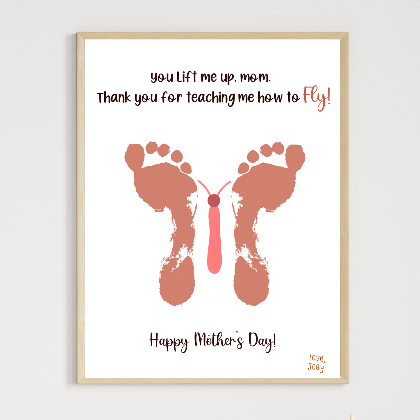 Mothers Day Footprint Butterfly Craft for Kids Printable, Card Art Mom Birthday Gift