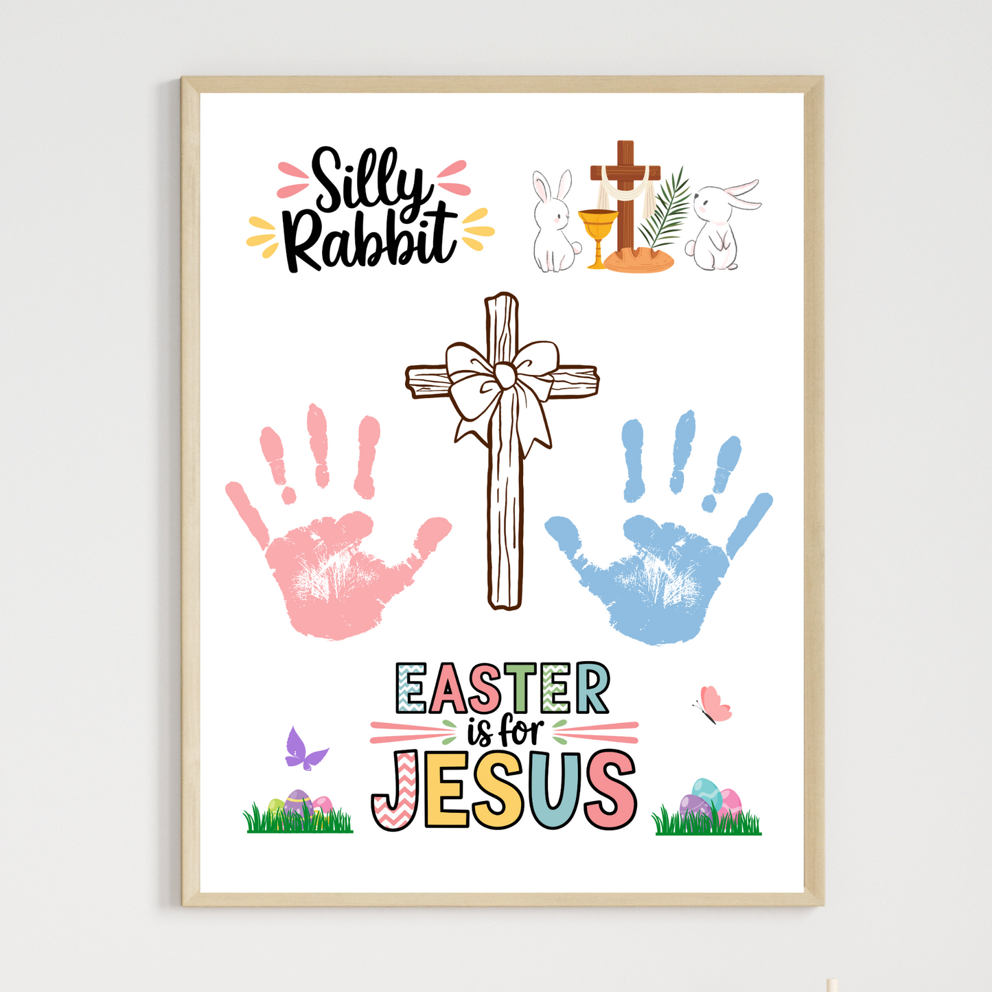 Easter Handprint Craft Printable, Christian DIY Religious Art for Kids Sunday School Preschool Toddler Newborn Activity