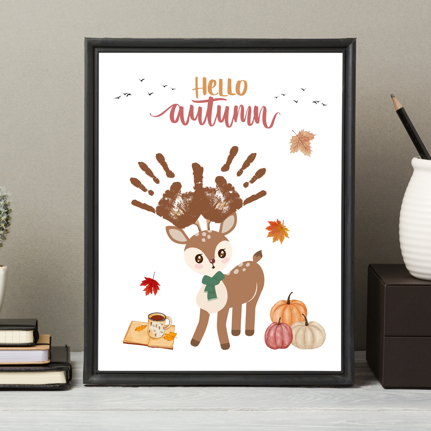 Fall Handprint Craft Printable, Autumn Activity DIY Deer Art for Kids