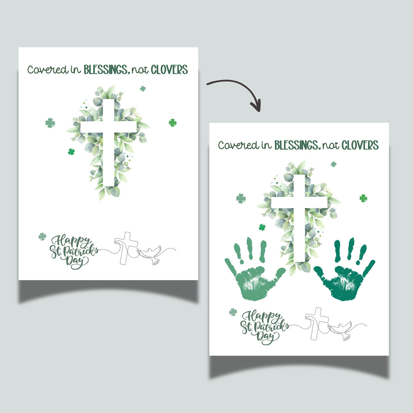St. Patricks Day Christian Handprint Craft Printable, DIY Bible Art Keepsake for Sunday School Church Kids Activity Preschool