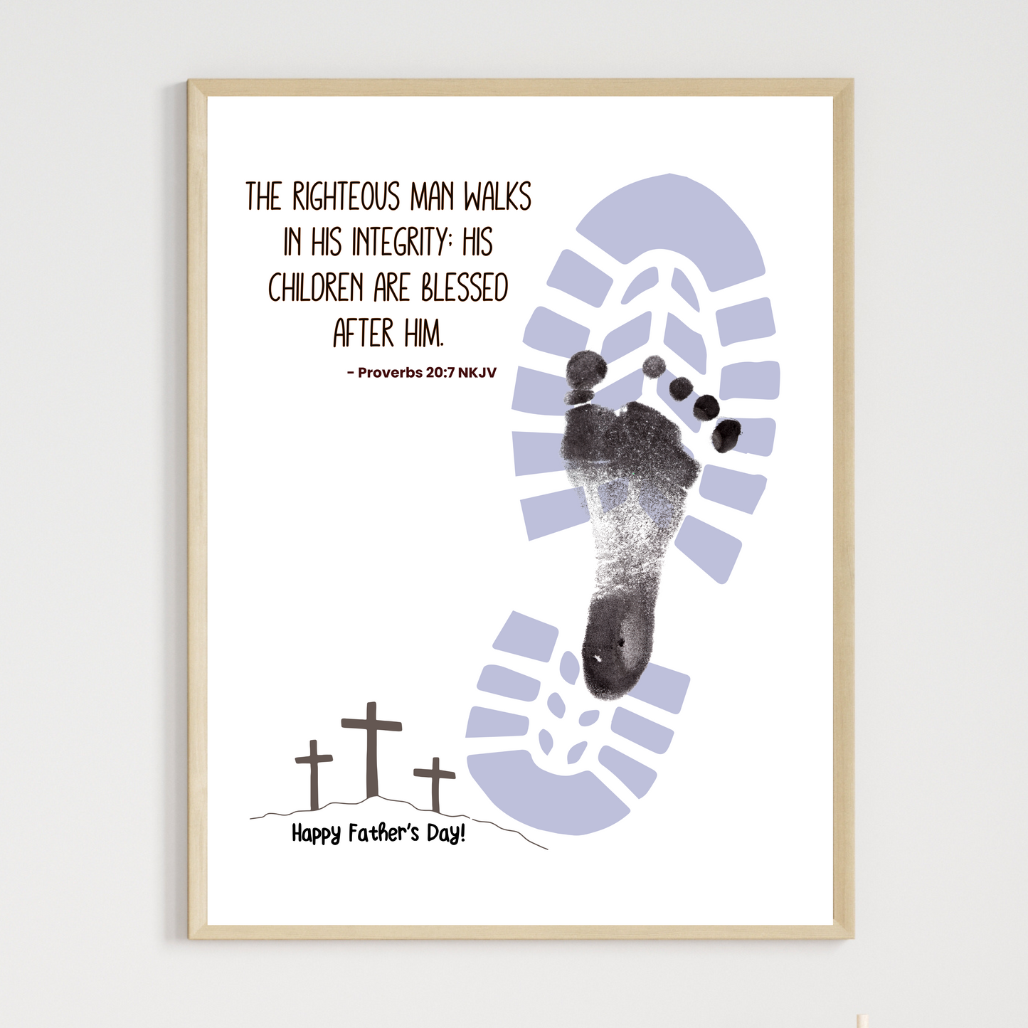 Father's Day Bible Craft Kids Printable, DIY Footprint Card Scripture Art Sunday School Activity Gift for Dad Grandpa from Christian Toddler