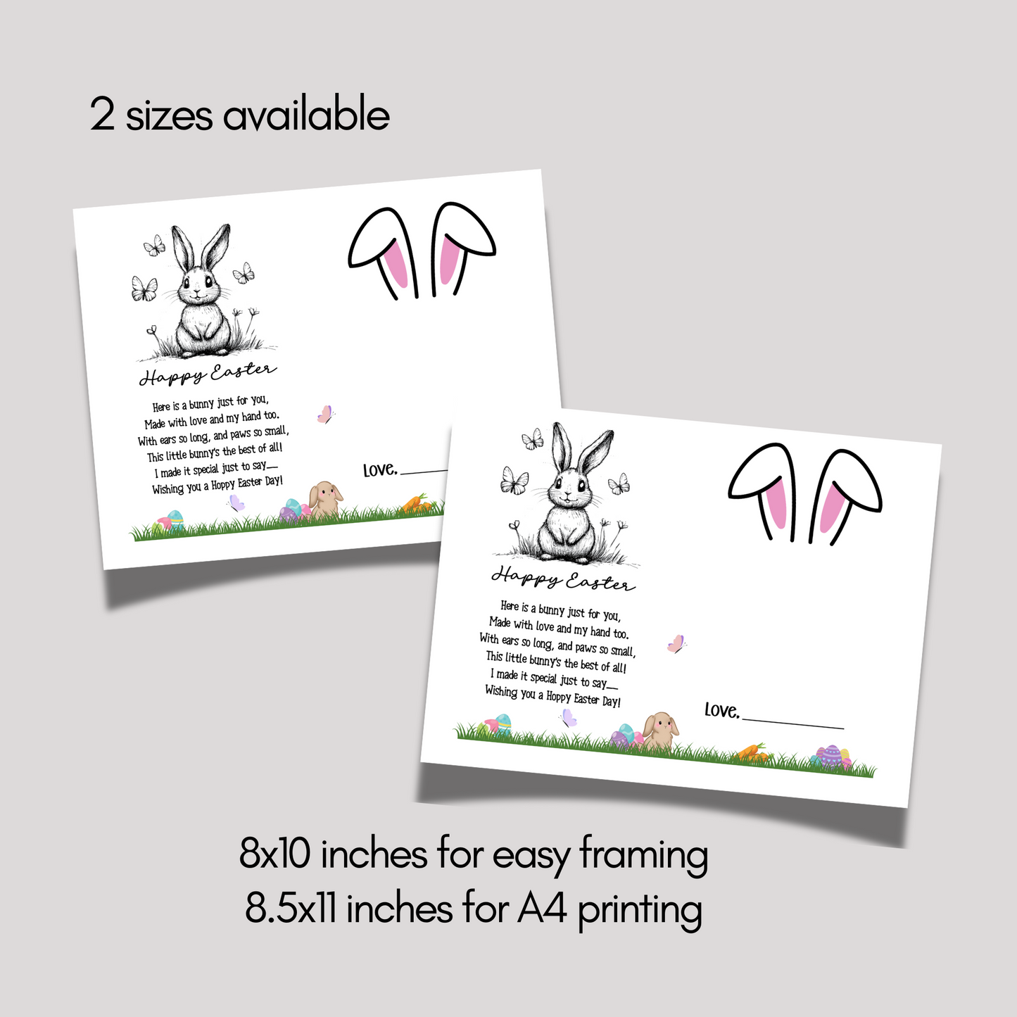 Bunny Happy Easter Poem Handprint Craft for Kids Printable, DIY Spring Art Activity Keepsake Personalized Gift from Baby Toddler