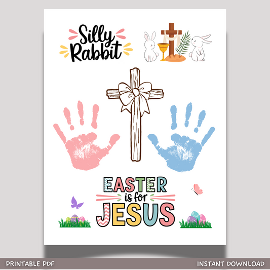 Easter Handprint Craft Printable, Christian DIY Religious Art for Kids