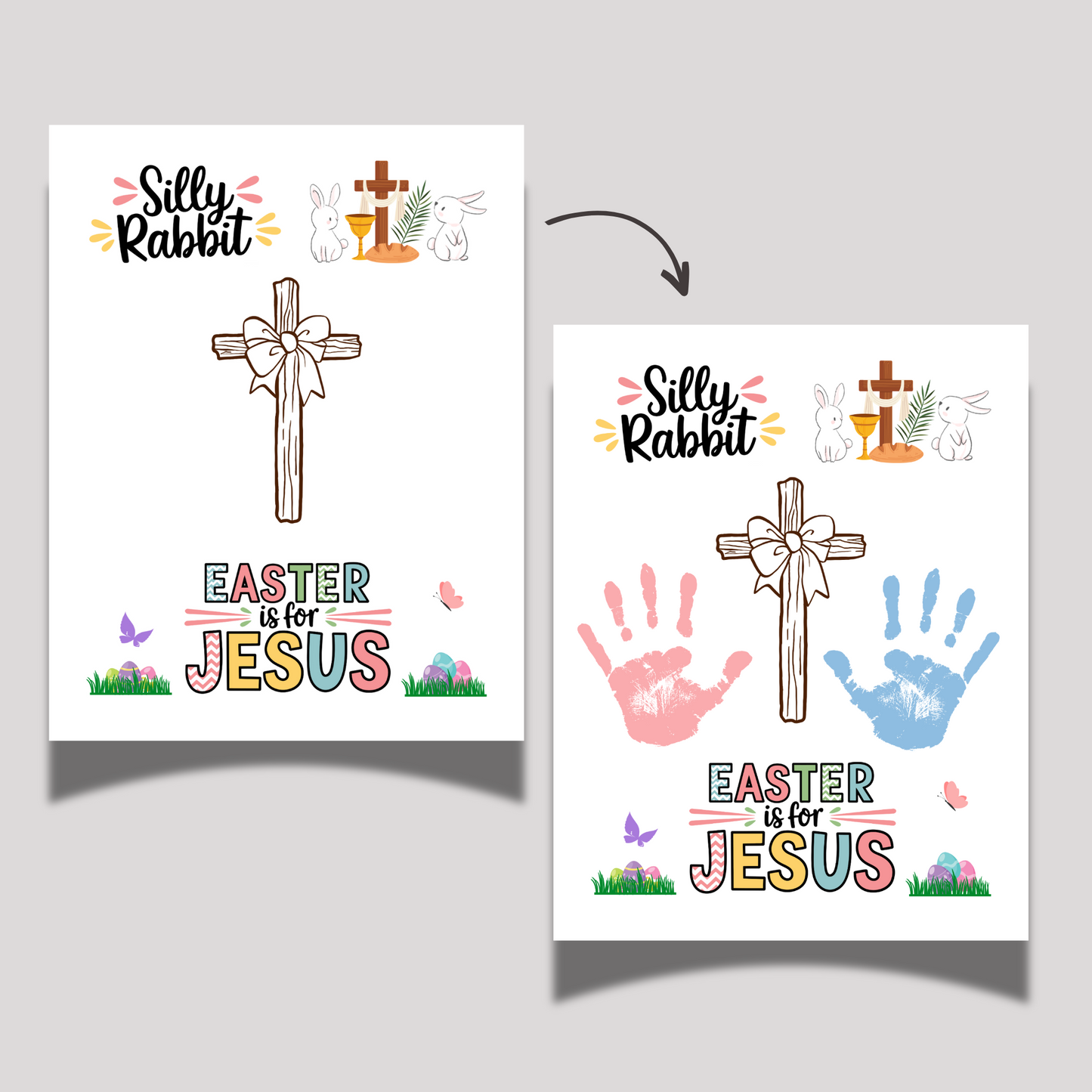 Easter Handprint Craft Printable, Christian DIY Religious Art for Kids Sunday School Preschool Toddler Newborn Activity