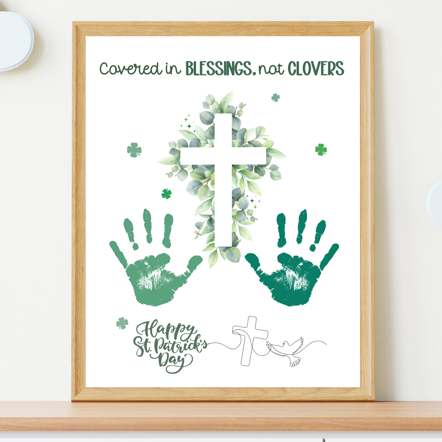 St. Patricks Day Christian Handprint Craft Printable, DIY Bible Art Keepsake for Sunday School Church Kids Activity Preschool