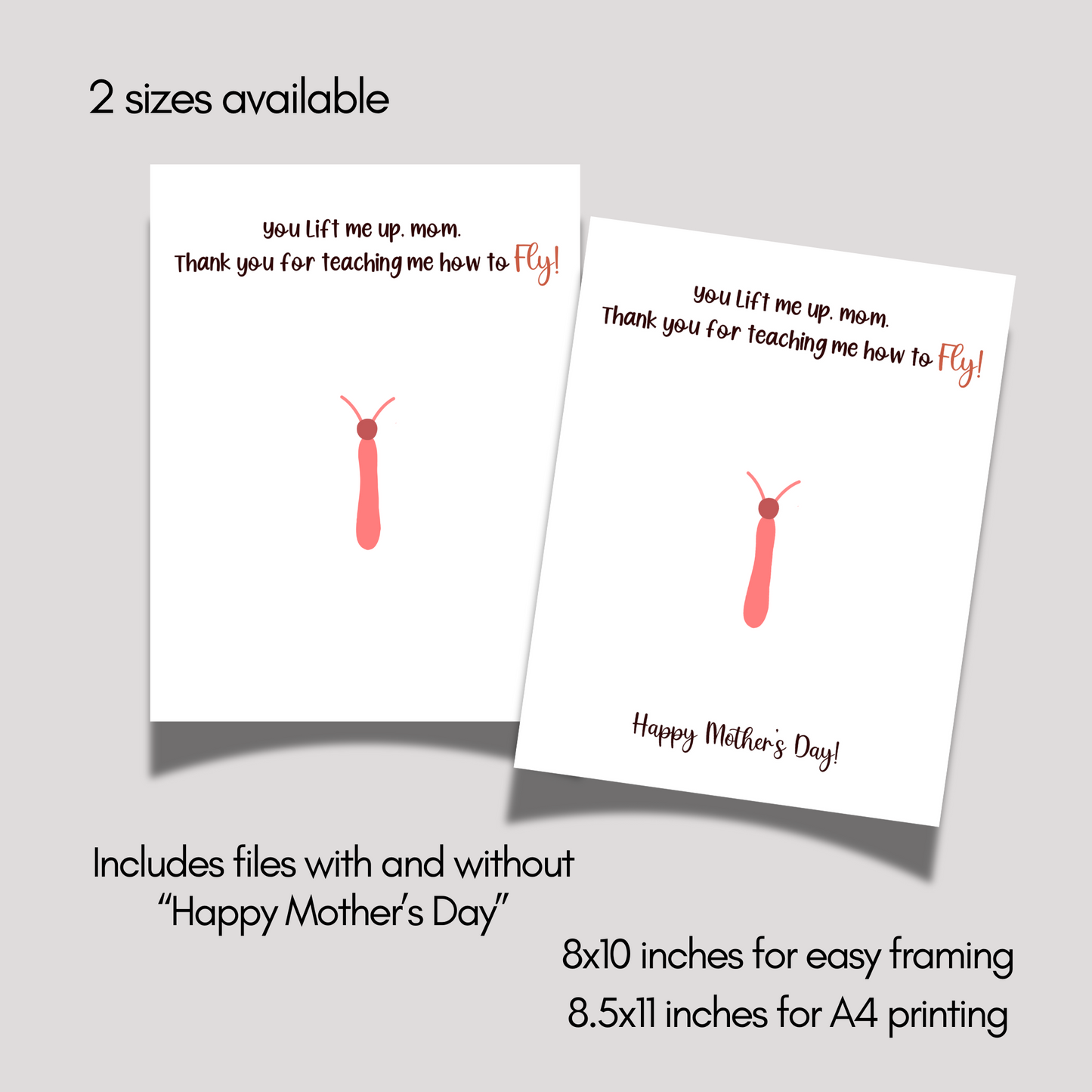 Mothers Day Footprint Butterfly Craft for Kids Printable, Card Art Mom Birthday Gift